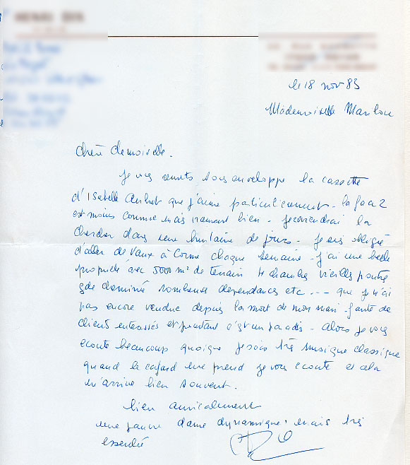 Une auditrice tr?s seule �crit ? Marylou Richet